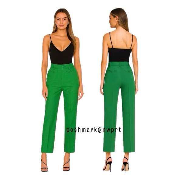 GUCCI 🍏 Green Trousers Pants High Waist Rise Cropped Kick Flare 36 0 XS - Picture 16 of 16